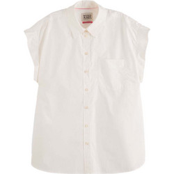 Maison Scotch Κοντομάνικο Γυναικείο Πουκάμισο Βαμβακερό Μονόχρωμo Εκρού 177519-0006