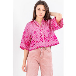 Scotch & Soda Γυναικείο Πουκάμισο 3/4 Βαμβακερό Ριγέ Φούξια 172723-6023