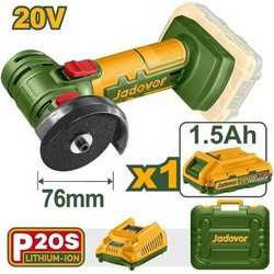 Jadever JDLAP571 Γωνιακός Τροχός Μπαταρίας 20V 76mm 1x1.5Ah