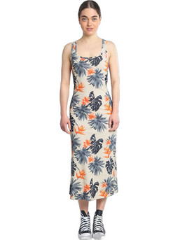 Paco & Co Midi Καλοκαιρινό Καθημερινό Φόρεμα Floral Μπεζ 2432519