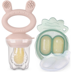 Haakaa Freeze n Feed Mini Combo Τροφοδότης Σιλικόνης + Παγοθήκη Blush