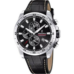 Festina Ανδρικό Ρολόι Χρονογράφος με Μαύρο Δερμάτινο Λουράκι F20692/4
