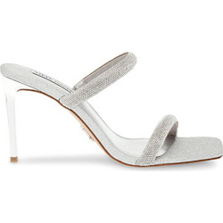 Steve Madden Emporium Γυναικεία Πέδιλα Ασημί με Λεπτό Ψηλό Τακούνι και Στρας SM11002984-751