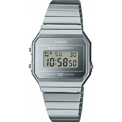 Casio Ψηφιακό Ανδρικό Ρολόι Χρονογράφος με Ασημί Μεταλλικό Μπρασελέ A-700WEV-7AEF