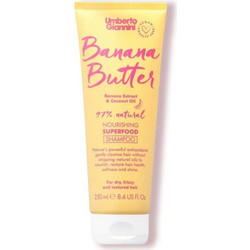 Umberto Giannini Nourishing Superfood Banana Butter Φυτικό Σαμπουάν για Επανόρθωση & Φριζάρισμα για Ξηρά Μαλλιά 250ml
