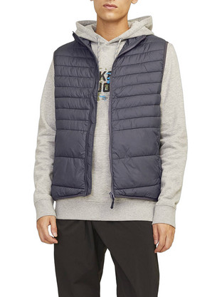 Jack & Jones Αμάνικο Ανδρικό Μπουφάν Puffer Ανθρακί 12256987