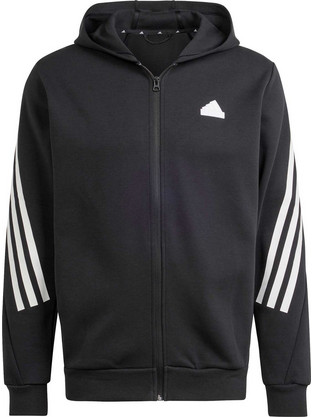 Adidas Future Icons 3-Stripes Full-Zip Hoodie Ανδρική Ζακέτα Φούτερ με Κουκούλα και Φερμουάρ Μαύρη IR9159