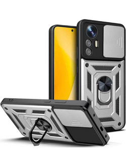 Bodycell Armor Slide Ring Holder Back Cover Silver (Xiaomi 12 Lite)