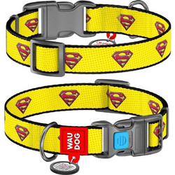 Waudog Superman 2 Plastic Κολάρο Σκύλου Κίτρινο 2.5x35-58cm