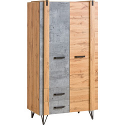 PoliHome Δίφυλλη Ντουλάπα Ρούχων Lofter Φυσικό Χρώμα 90x56x187cm 162787109