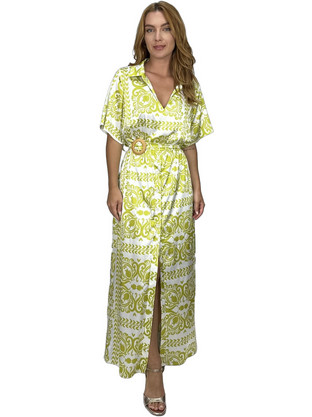 Silky Collection Maxi Καλοκαιρινό Καθημερινό Φόρεμα Σεμιζιέ Κίτρινο 10445