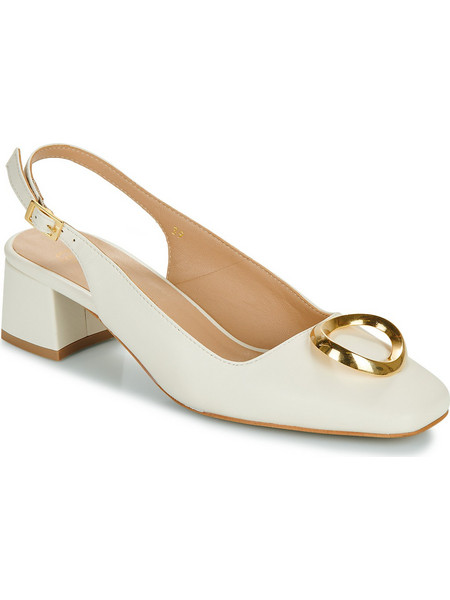 Fericelli MIMI Γόβες Slingback Δερμάτινες με Χοντρό Χαμηλό Τακούνι Εκρού ST-0051