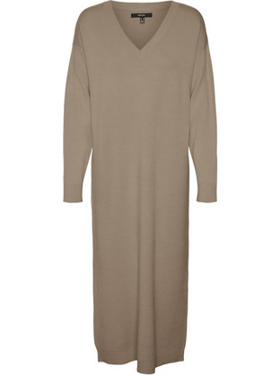 Vero Moda Midi Καθημερινό Φόρεμα Μεταξωτό Μπεζ 10311413-MELANGE