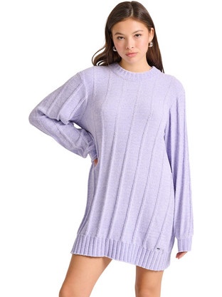 Funky Buddha Mini Καθημερινό Φόρεμα Πλεκτό Λιλά FBL010-100-13