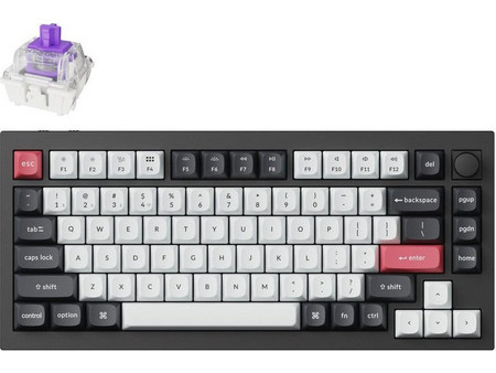 Keychron Q1 HE QMK Ασύρματο Μηχανικό Gaming Πληκτρολόγιο TenKeyLess με Gateron Double-Rail Magnetic Nebula Διακόπτες RGB Black