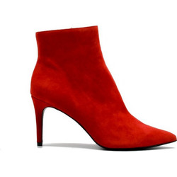 Steve Madden Logic Γυναικεία Μποτάκια Αστραγάλου Suede Κόκκινα με Λεπτό Ψηλό Τακούνι