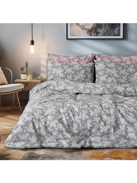 Beauty Home Σετ Σεντόνια Υπέρδιπλα Βαμβακερά με Λάστιχο 170x200+32 Art 12634 Merlot Γκρι