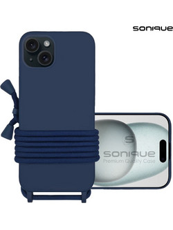 Sonique Silicone CarryHang Back Cover Navy Blue (iPhone 15 Plus)