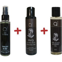 Qure Mr. Q Ultra Rich Shaving Gel 100ml + Pre-Shave Blended Oil 100ml + Soothing Spritz Aloe Water 100ml