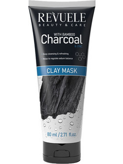Revuele Bamboo Charcoal Clay Κρεμώδης Μαύρη Μάσκα Προσώπου με Άργιλο Άνθρακα & Άργιλο 80ml