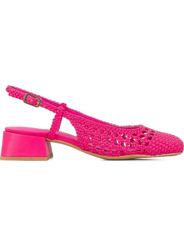 Bruno Premi Γόβες Slingback Δερμάτινες με Χοντρό Χαμηλό Τακούνι Φούξια 0806X