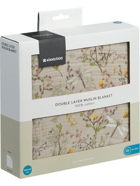 KikkaBoo Secret Garden Πάνα Αγκαλιάς από Μουσελίνα Μπεζ 100x100cm