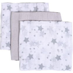 Gamberritos Stars Πάνες Αγκαλιάς από Μουσελίνα Γκρι 80x80cm 3τμχ 9274G-1