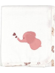 Baby Star Elephant Πάνα Αγκαλιάς Φανελένια Λευκή Ροζ 85x85cm 2082