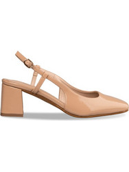Envie Shoes Γόβες Slingback Λουστρίνι με Χοντρό Ψηλό Τακούνι Nude E02-21752-90