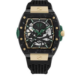Philipp Plein The Skeleton Ανδρικό Ρολόι Αυτόματο με Μαύρο Καουτσούκ Λουράκι PWJFA0325