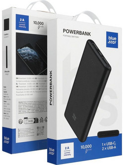 Blue Star W1061 Power Bank 10000mAh με 2 Θύρες USB-A & Θύρα USB-C Black
