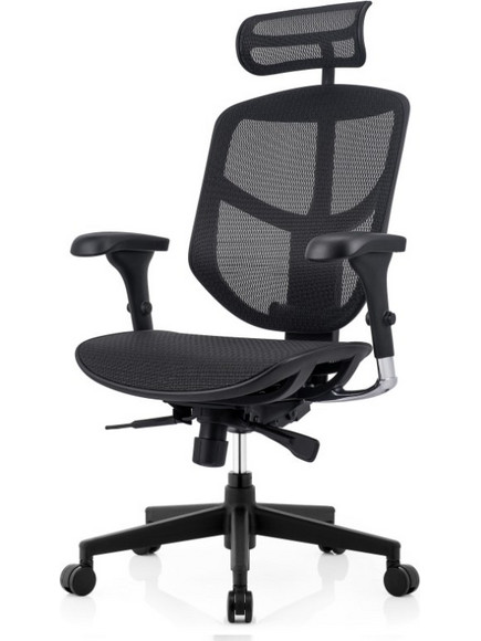 Comfort Workspace Enjoy Plus Καρέκλα Γραφείου με Προσκέφαλο Στήριξη Μέσης Ανάκλιση και Ρυθμιζόμενα Μπράτσα Μαύρη 210012