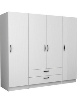 Megapap Τετράφυλλη Ντουλάπα Ρούχων Victoria Λευκή 200x60x181cm GP100-0103,1