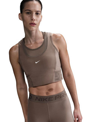 Nike Pro Dri-FIT Αθλητικό Μπουστάκι με Μέτρια Στήριξη Καφέ HJ1192-233