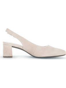 Gabor Ανατομικές Γόβες Suede Slingback με Χοντρό Χαμηλό Τακούνι Εκρού 62260N-33