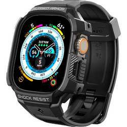Spigen Rugged Armor Pro Θήκη Σιλικόνης με Λουράκι για Apple Watch Ultra 49mm Μαύρη