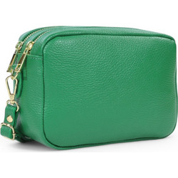 Passaggio Leather Γυναικείο Τσαντάκι Χιαστί Δερμάτινο Πράσινο με Στενό Λουρί ITALY-VERDE