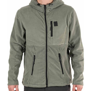 Double Ανδρική Ζακέτα Fleece με Κουκούλα και Φερμουάρ Χακί MFT-12