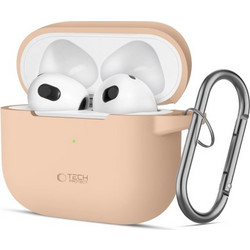 Tech-Protect Θήκη Σιλικόνης με Γάντζο για Apple AirPods 3 Nude
