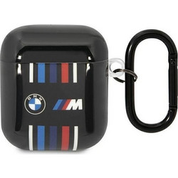 BMW Θήκη Σιλικόνης με Γάντζο για Apple AirPods 1 / 2 Μαύρη