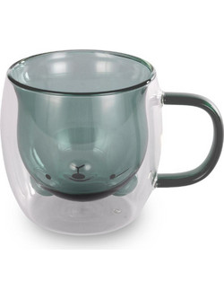 Lamart Σετ Ποτήρια Καφέ Γυάλινα Vaso Green Bear Πράσινα Διαφανή 250ml 2τμχ LT9127
