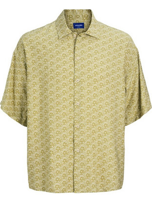 Jack & Jones Ανδρικό Πουκάμισο Κοντομάνικο Overshirt Lime 12271103