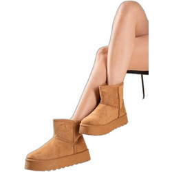 Sabino Γυναικεία Μποτάκια Πλατφόρμα Suede Ταμπά με Γούνα HY21562