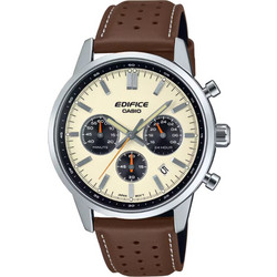 Casio Edifice Ανδρικό Ρολόι Χρονογράφος με Καφέ Δερμάτινο Λουράκι EFR-575L-7AEF