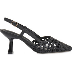 Seven Γόβες Slingback Δερμάτινες με Λεπτό Ψηλό Τακούνι Μαύρες U470V3034001