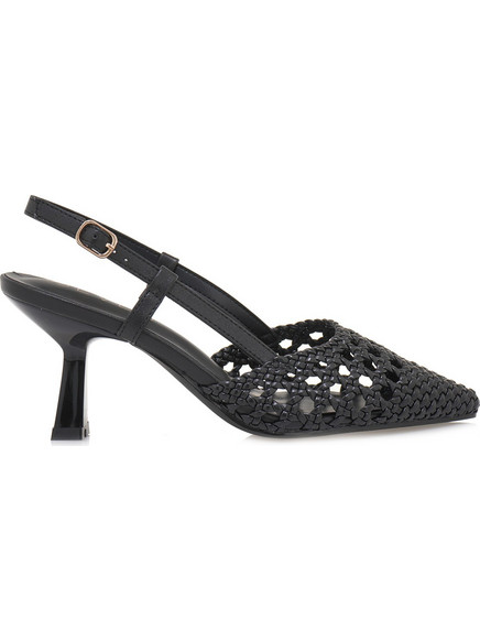 Seven Γόβες Slingback Δερμάτινες με Λεπτό Ψηλό Τακούνι Μαύρες U470V3034001