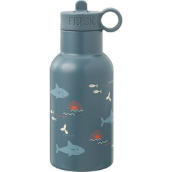 Fresk Shark Παιδικό Παγούρι Θερμός Ανοξείδωτο BPA Free με Καλαμάκι Μπλε 350ml