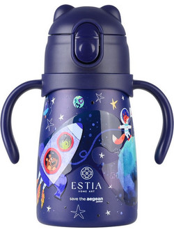 Estia Bubble Bottle Save the Aegean Solar Jump Παιδικό Παγούρι Θερμός Ανοξείδωτο με Καλαμάκι Navy Μπλε 300ml