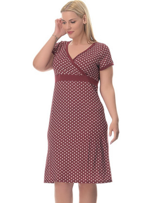PNN Nightwear Midi Καλοκαιρινό Καθημερινό Φόρεμα Κρουαζέ Μπορντό 0233-0006-1
