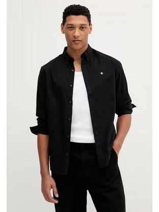 Calvin Klein Ανδρικό Πουκάμισο Βαμβακερό Μακρυμάνικο Κανονική Γραμμή Μαύρο LV140EM125-UB1